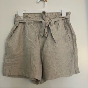 Women's Linen Blend Paperbag Shorts